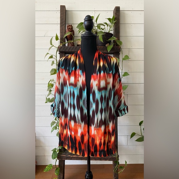 A new day: Vibrant Multicolor Open Front Kimono - Picture 3 of 17